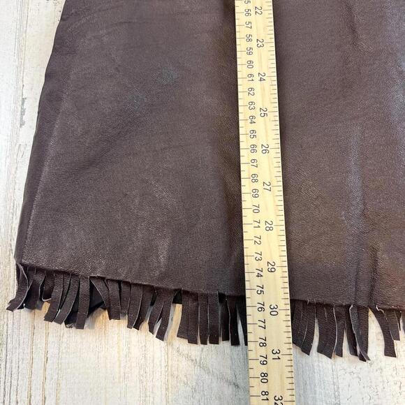 IDEA Nuova - Women's Brown 100% Leather Vest with Fringe - SZ L - Picture 7 of 9